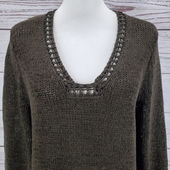 Chico's Women's Brown Knit V-Neck Pullover Long Sleeve Top Size 2 - Picture 4 of 15